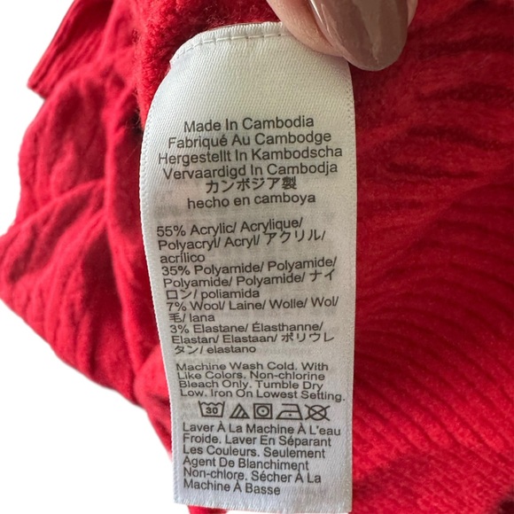 J. Crew - Red Extra Soft Preppy Cardigan Cable Knit Sweater Sz M - Picture 8 of 8